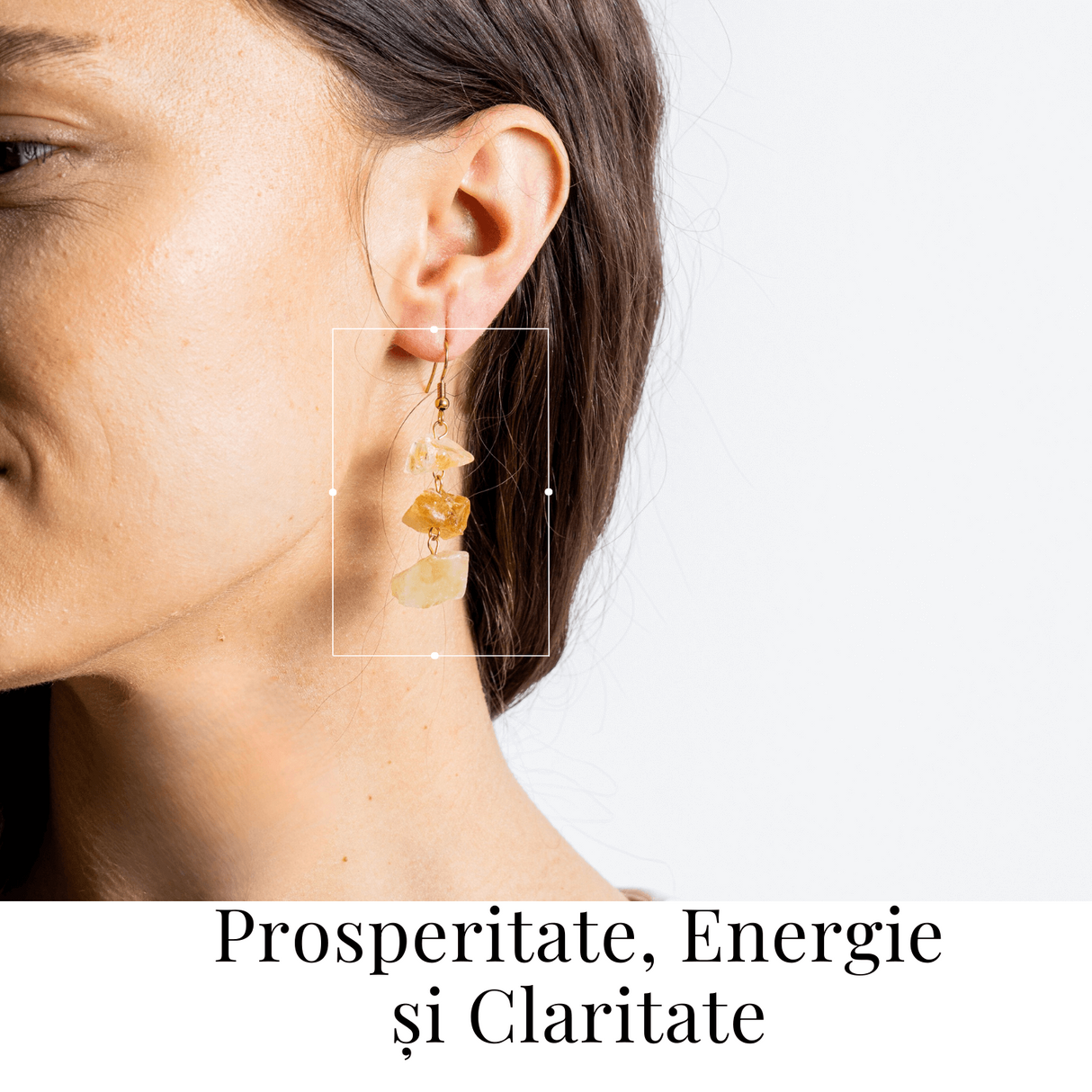 Cercei Aurii cu Triplu Piatra de Citrin Brut - Putere si Energie Pozitiva