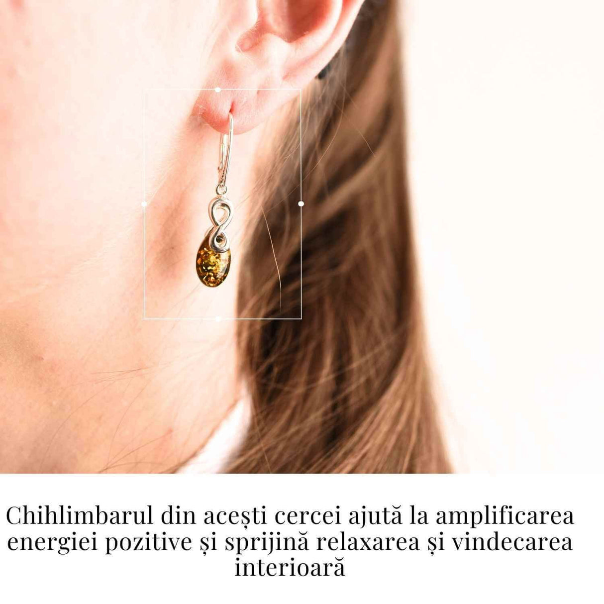 Cercei din Argint 925 cu Chihlimbar - Simbolul Infinit pentru Echilibru si Eleganta