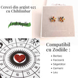 Cercei Argint 925 cu Chihlimbar Forma Floare - Eleganta si Protectie