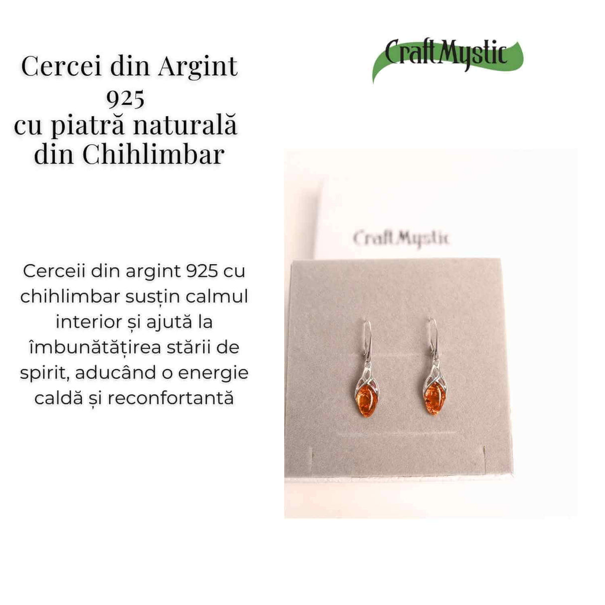 Cercei Argint 925 cu Chihlimbar - Protectie si Eleganta Naturala