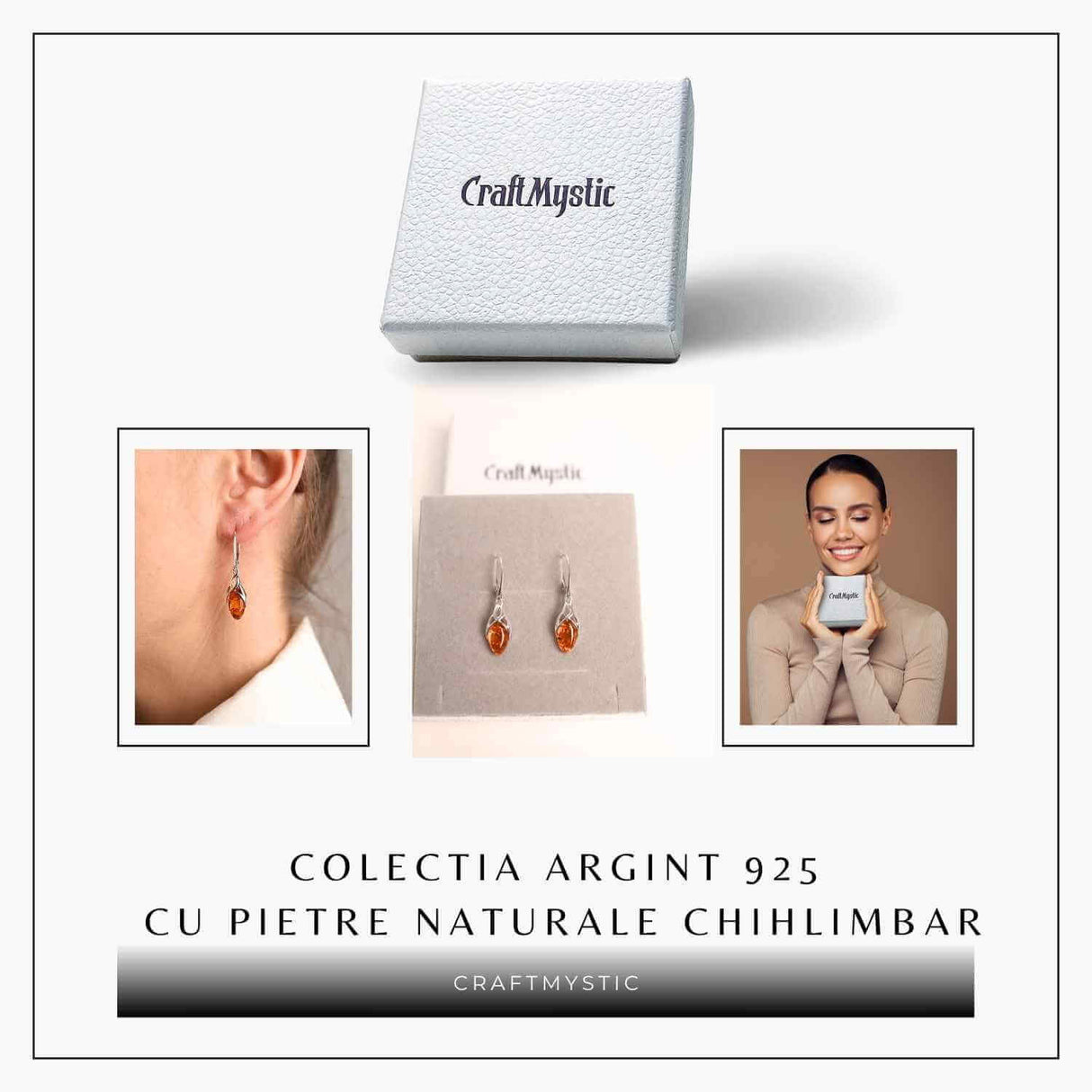 Cercei Argint 925 cu Chihlimbar - Protectie si Eleganta Naturala