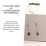 Cercei lungi din argint 925 cu chihlimbar natural - Energie si Rafinament