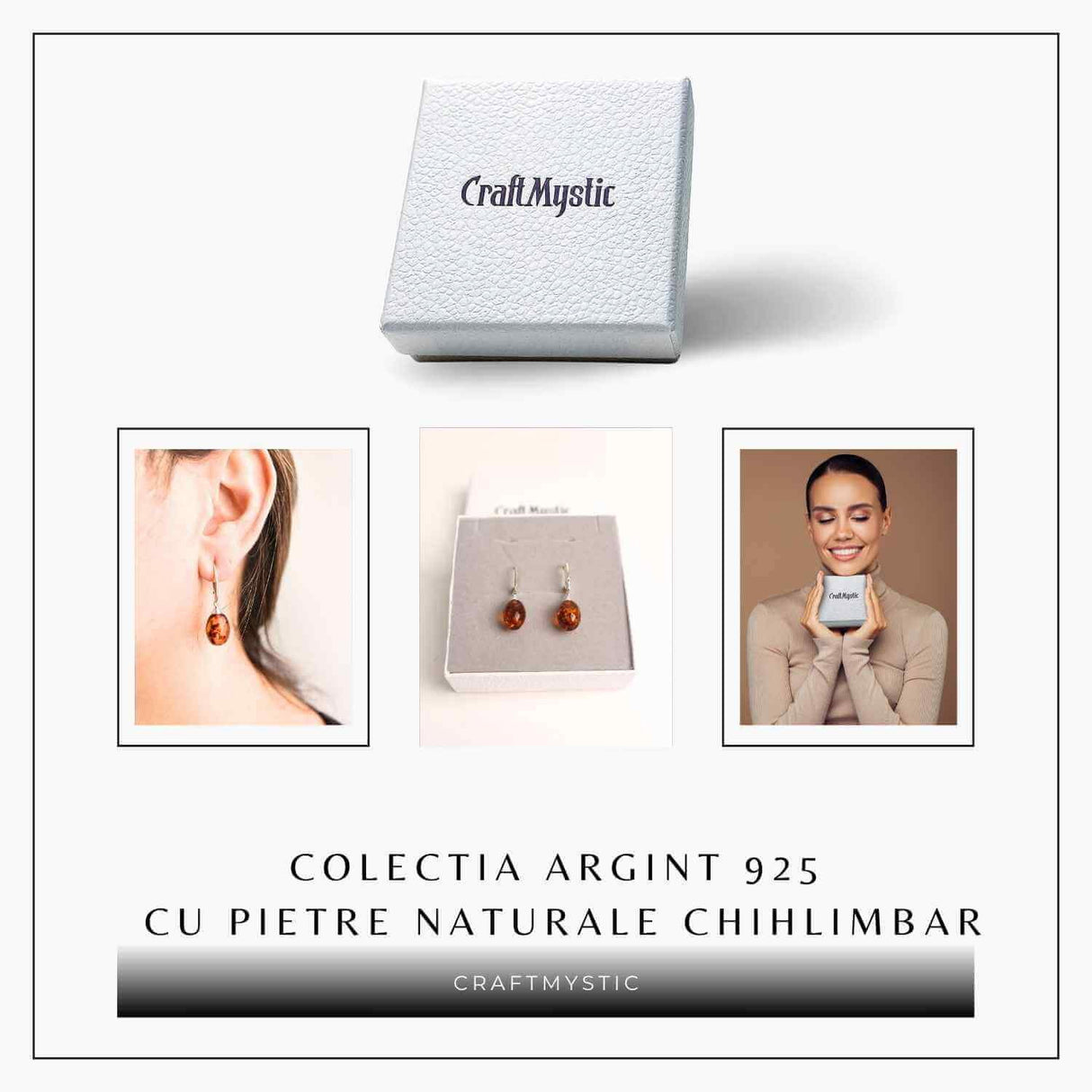Cercei Ovali din argint 925 cu Chihlimbar Natural - Protectie si Eleganta