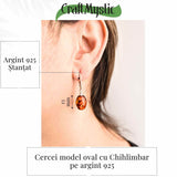 Cercei Ovali din argint 925 cu Chihlimbar Natural - Protectie si Eleganta