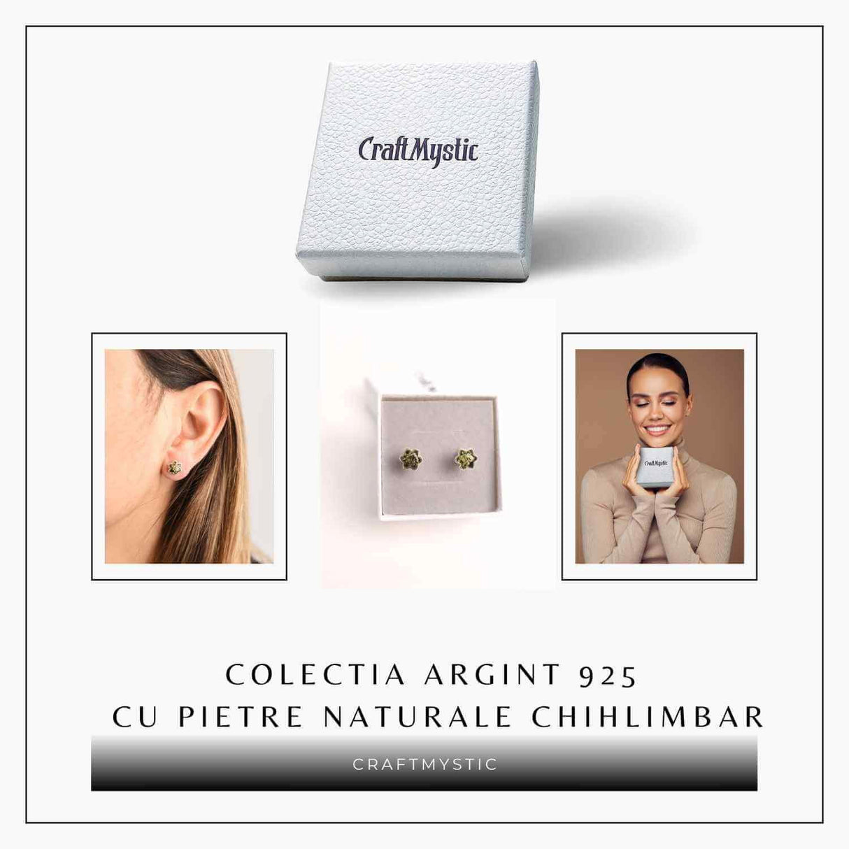 Cercei Steluta din argint 925 cu Chihlimbar Natural Maro - Protectie si Eleganta