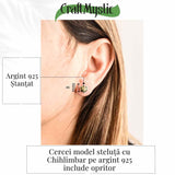 Cercei Steluta din argint 925 cu Chihlimbar Natural Maro - Protectie si Eleganta