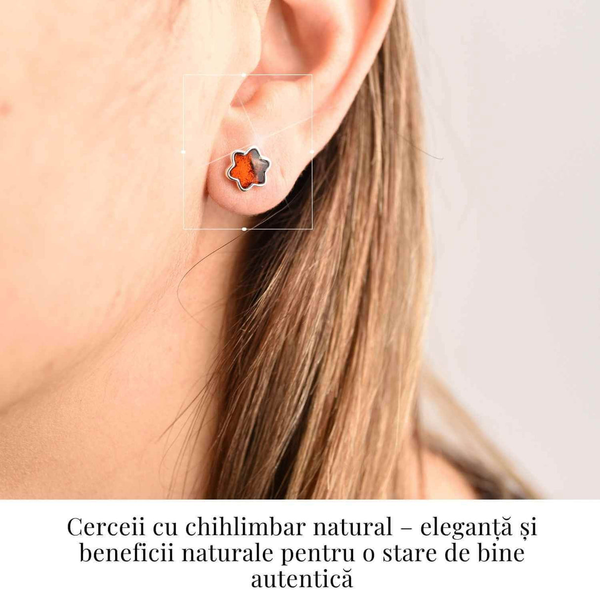 Cercei Steluta din argint 925 cu Chihlimbar Natural Maro - Protectie si Eleganta