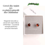 Cercei Steluta din argint 925 cu Chihlimbar Natural Maro - Protectie si Eleganta