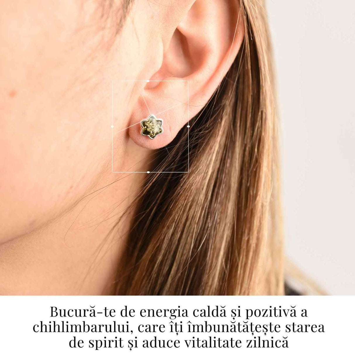 Cercei Steluta din argint 925 cu Chihlimbar Natural Maro - Protectie si Eleganta