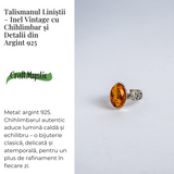 Talismanul linistii - Inel vintage cu chihlimbar si detalii din argint 925