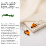 Cercei Argint 925 cu Chihlimbar Natural Triunghi - Protectie, Lumina si Echilibru