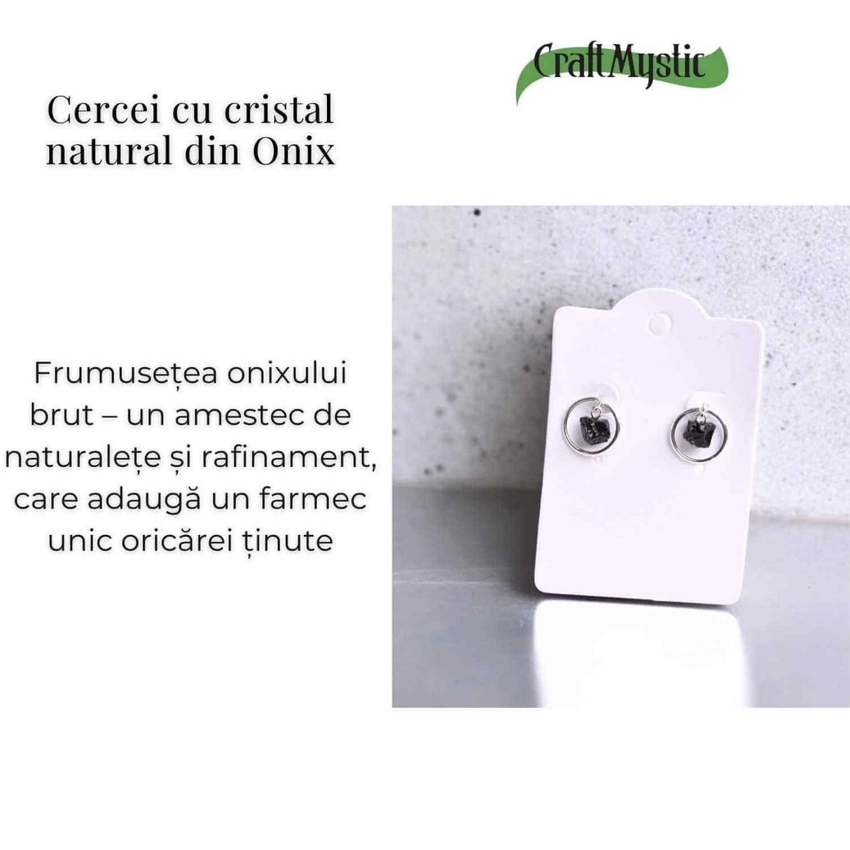 Cercei cu Onix Brut Sferic inchidere pe tija cu opritor - Protectie si Eleganta Naturala