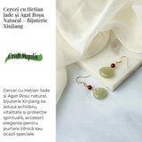 Cercei cu Hetian Jade si Agat Rosu Natural - Echilibru si Protectie Spirituala