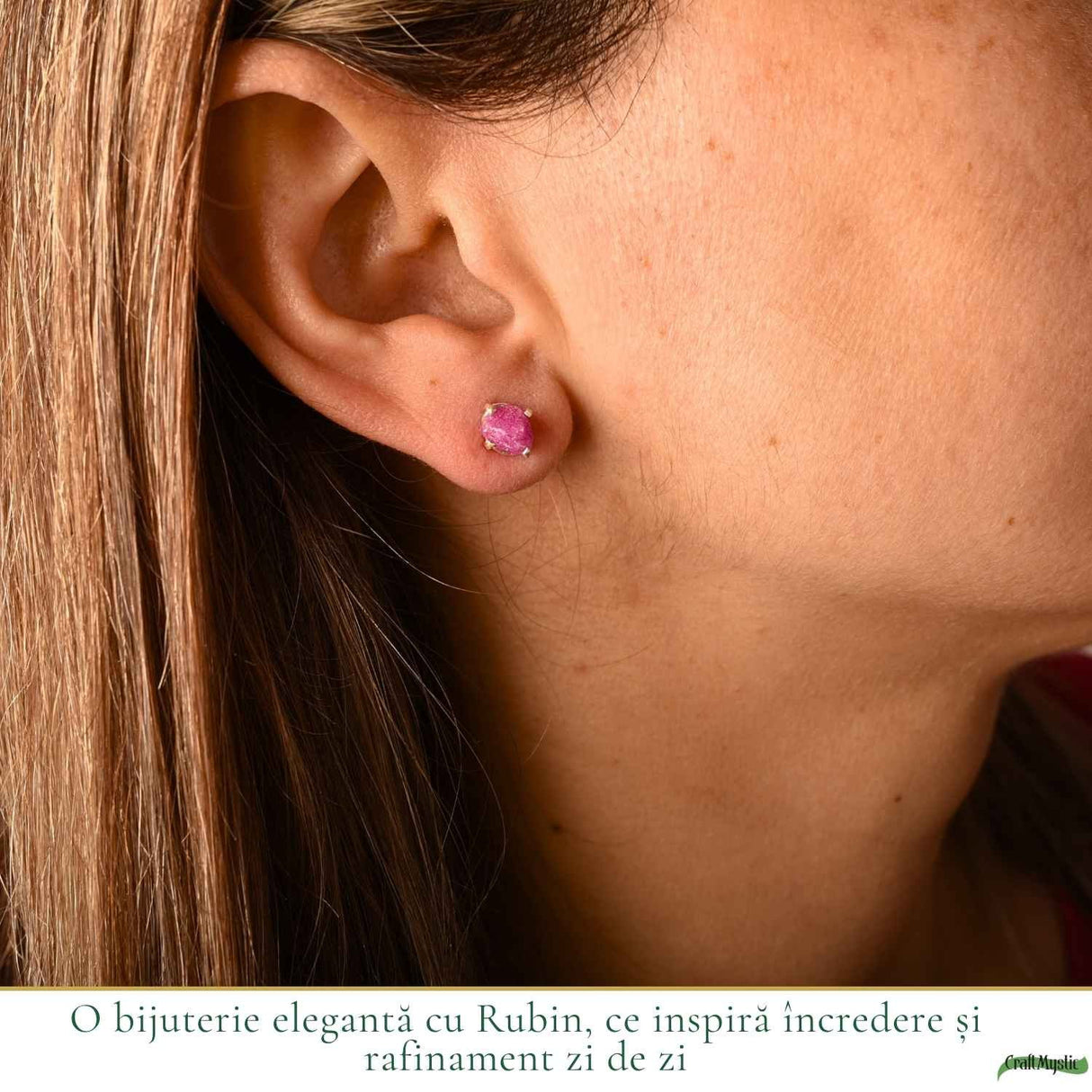 Cercei Argint 925 cu Rubin Brut Natural – Pasiune, Curaj si Energie Feminina