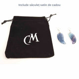 Cercei din cristal Flourit 4 cm, forma aripi de inger si saculet satin inclus - Pentru protectie