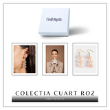 Cercei Cuart Roz Natural Brut Triplu piatra - Iubire, Armonie si Echilibru
