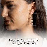 Cercei Cuart Roz Natural Brut Triplu piatra - Iubire, Armonie si Echilibru