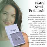 Cercei Eleganti cu piatra Labradorit Natural, inchidere pe surub, pentru echilibru si protectie