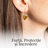 Cercei Eleganti cu Ochi de Tigru Natural Fatetat - Protectie si Claritate