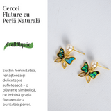 Cercei fluture cu perla naturala - Rafinament si renastere