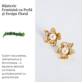 Floare de lumina - Cercei cu perla naturala si design floral