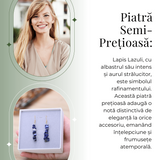 Cercei Lungi cu Pietre Semipretioase de Lapis Lazuli si Elemente din Alama, Bijuterii Aurii pentru Femei