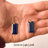 Cercei cu Pietre Semipretioase Lapis Lazuli forma dreptunghiulara Pentru intelepciune, claritate mentala
