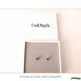 Cercei Argint 925 cu Rubin Brut Natural – Energie, Curaj si Feminitate