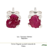 Cercei Argint 925 cu Rubin Brut Natural – Energie, Curaj si Feminitate