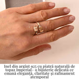 Inel dublu din Topaz Imperial natural si Argint 925 - Echilibru in doua lumini