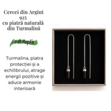 Protectie si Echilibru Energetic - Cercei din Argint 925 cu Turmalina Naturala