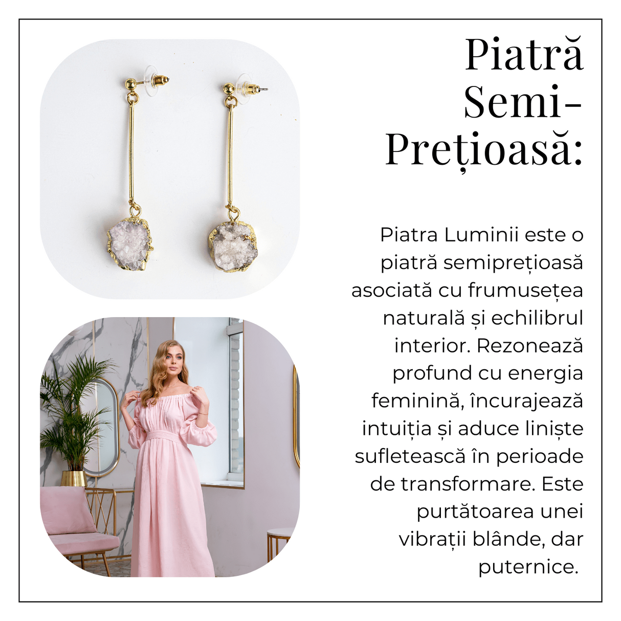 Piatra Luminii - Cercei cu Druzy pentru echilibru si frumusete