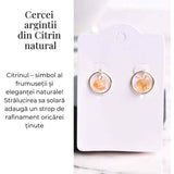Cercei Sferici cu Citrin Brut - Atrage Energie Pozitiva si Abundenta