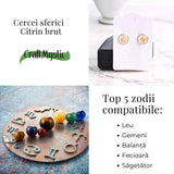 Cercei Sferici cu Citrin Brut - Atrage Energie Pozitiva si Abundenta
