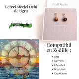Cercei Ochi de Tigru Biluta 10 mm - Protectie si Eleganta Aurie