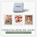 Cercei Eleganti cu Metal Auriu si Piatra Naturala din Ochi de Tigru Fatetat