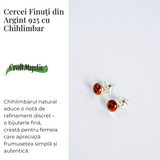 Rafinament discret - Cercei Finuti din Argint 925 cu Chihlimbar