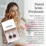 Cercei Aurii cu Piatra de Obsidian in Forma de Stea