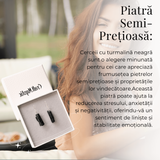 Cercei Argintii cu Turmalina Neagra Bruta 20-25mm