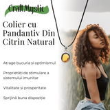 Colier Reglabil cu Pandantiv Oval din Metal Argintiu și Citrin Natural Qadri