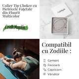 Echilibru si Claritate - Choker din Otel Inoxidabil cu Fluorit Multicolor Natural Fatetat 2.5MM