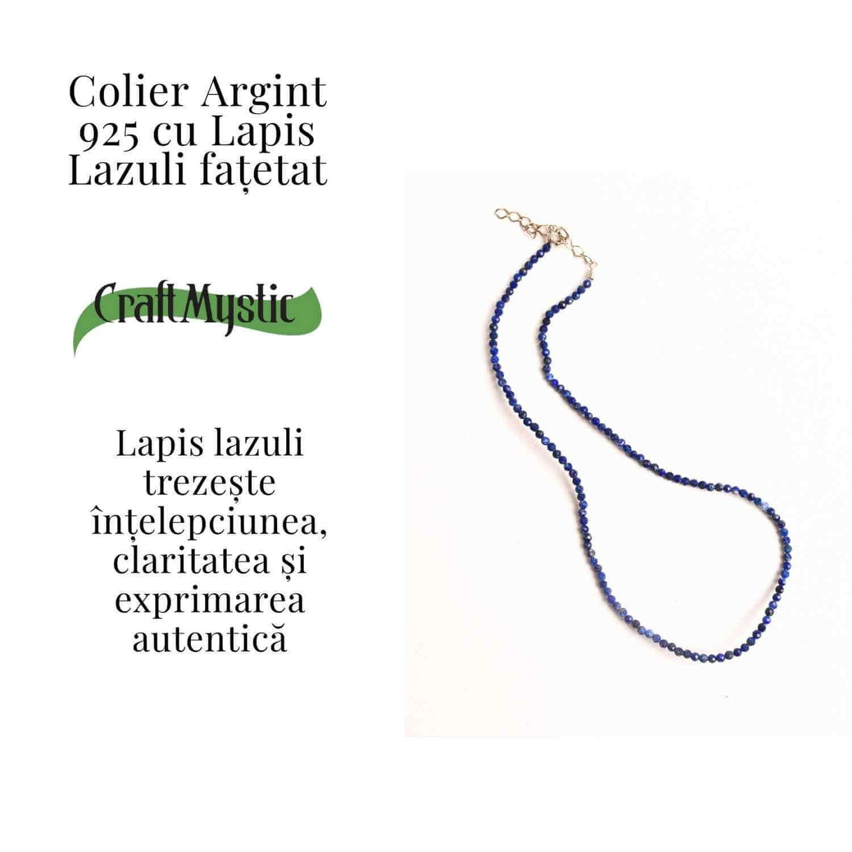 Claritate si Adevar Interior - Colier din Argint 925 cu Lapis Lazuli Fatetat