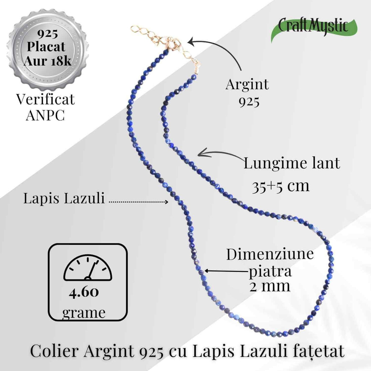 Claritate si Adevar Interior - Colier din Argint 925 cu Lapis Lazuli Fatetat