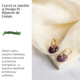Bijuterie de Liniste - Cercei cu Ametist si design Pi