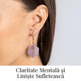 Claritate si Liniste - Cercei cu Ametist Hexagonal
