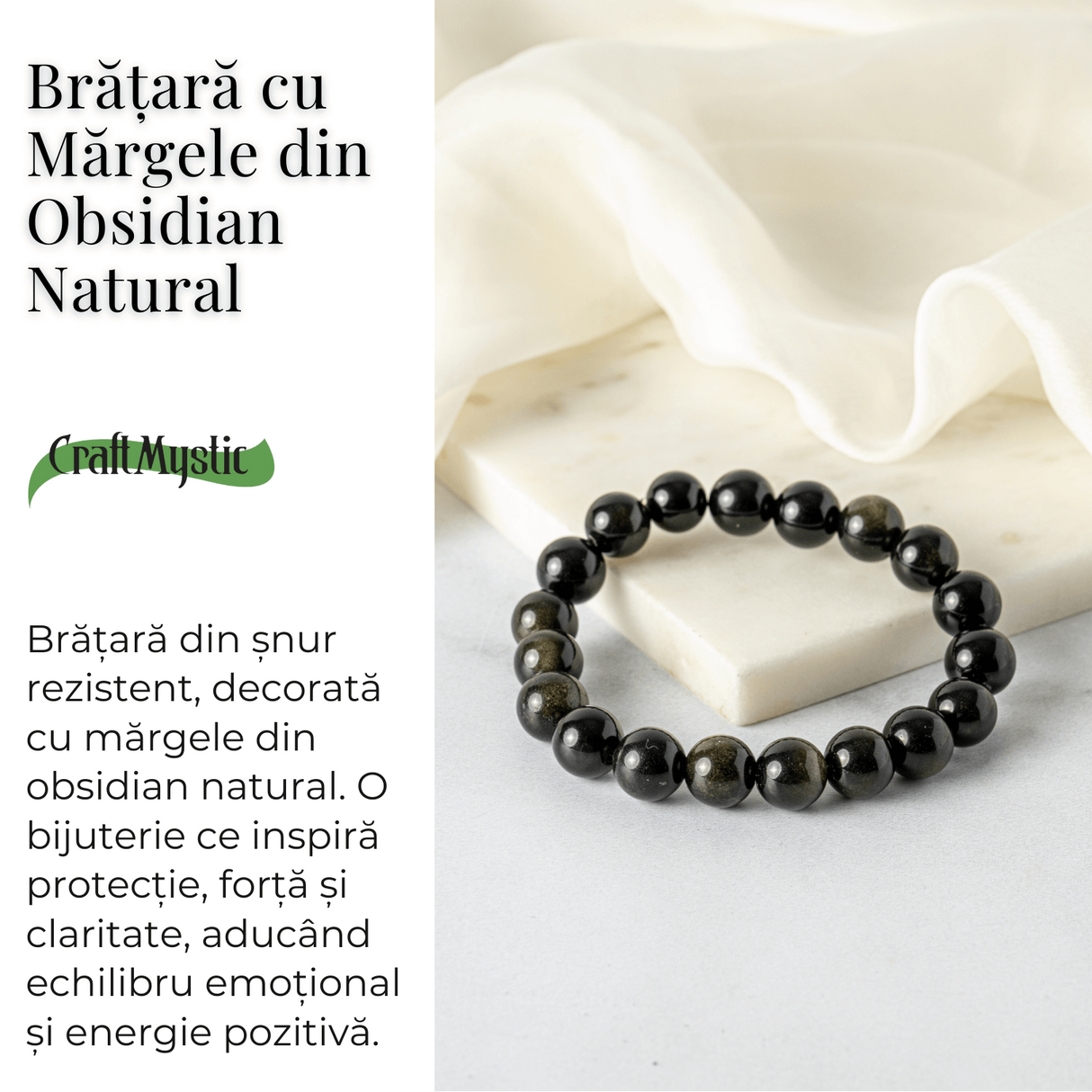 Energie si Protectie - Bratara din Obsidian Auriu Natural 10mm