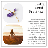 Protectie si Claritate - Colier Sticluta Pendul din Ametist Natural, lant cupru Placat Auriu