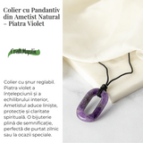Colier cu Pandantiv Oval din Ametist Natural - Piatra Protectiei si Claritatii Spirituale