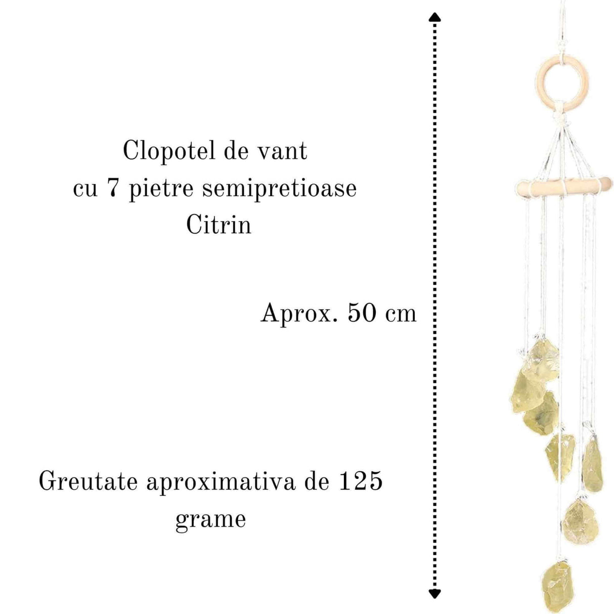Clopotel de Vant Artizanal cu Pietre Semipretioase de Citrin - Armonie si Eleganta in Casa Ta