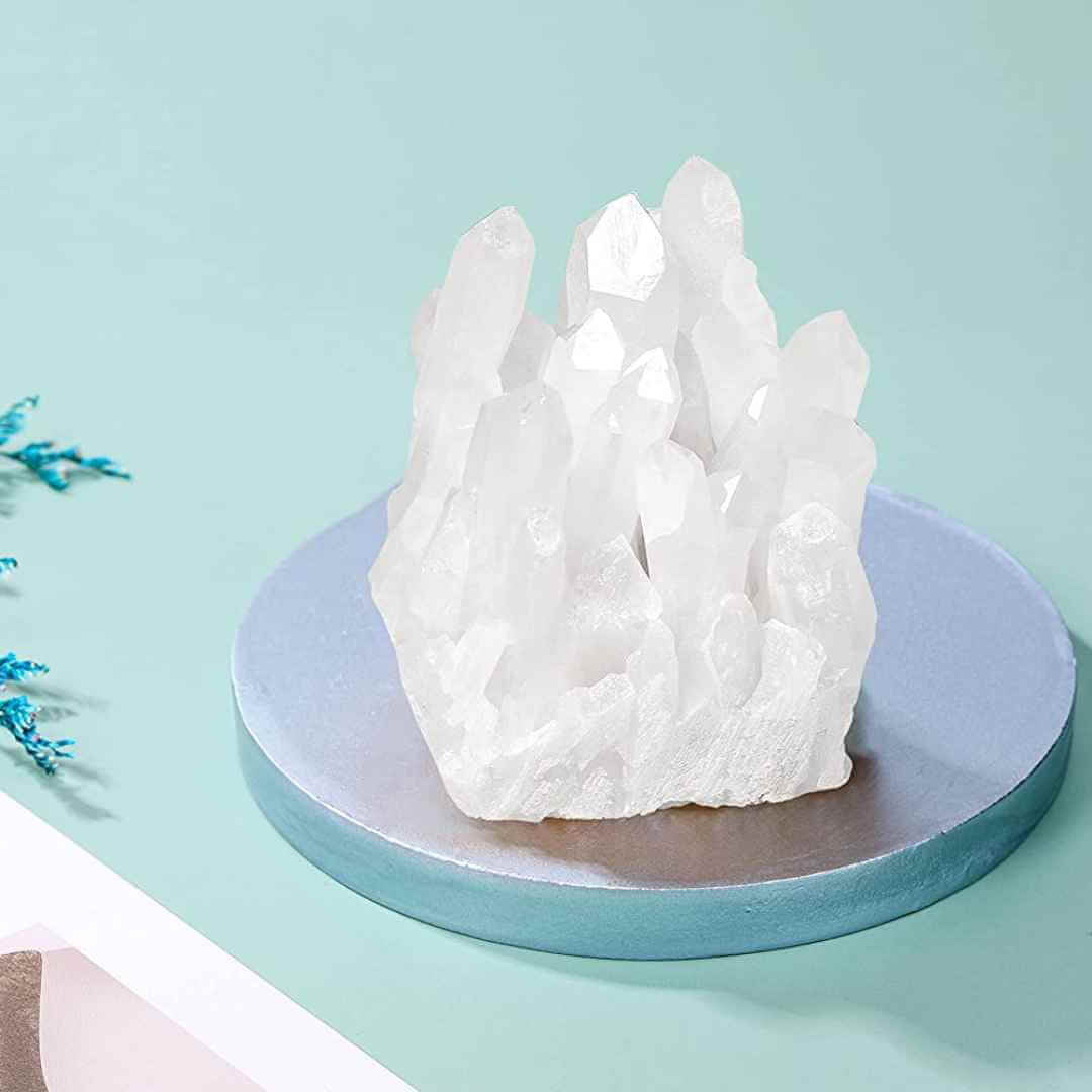 Cluster cristale de stanca transparent natural montat uniform Piatra semipretioasa pentru decoratiuni si vindecare energetica